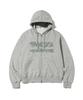 Pages Is Ii Glow Typographic Logo Print Two-Way Zip-Up Hoodie Gray