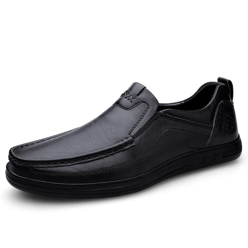 Men s Formal Leather Low-Top Loafers - Spring/Summer, Large Size, Top Layer Cowhide, Slip-on 41