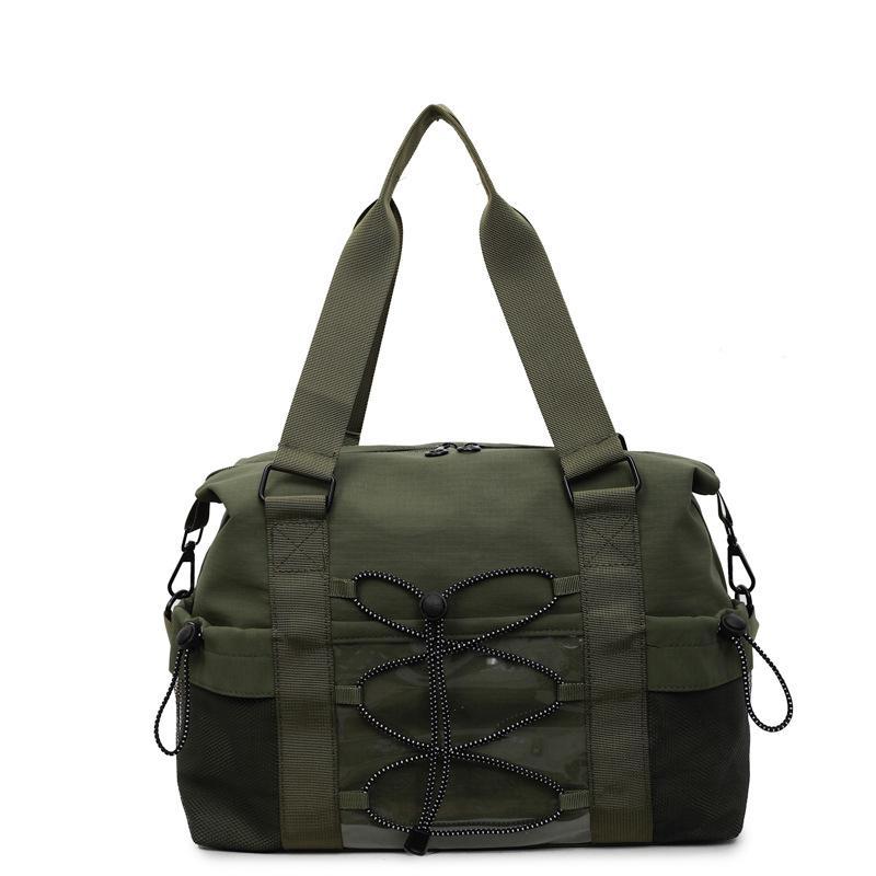 

Large capacity, lightweight and versatile travel tote bag women s early autumn outdoor leisure drawstring travel commuter messenger bag tide зелений