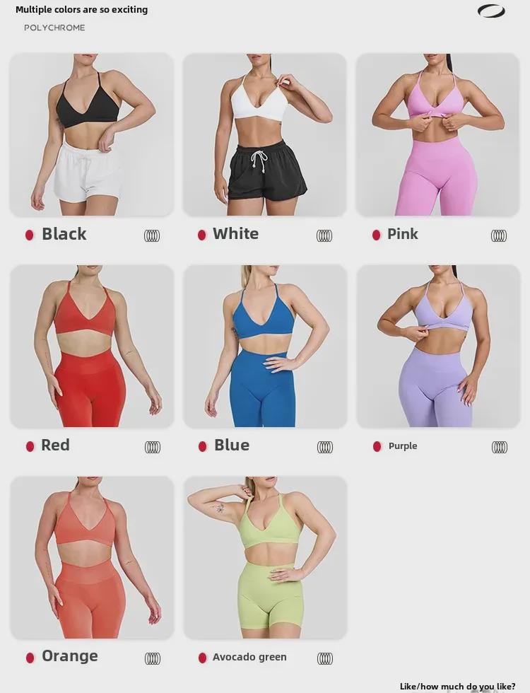 Damen Sexy Sport-BH mit tiefem Ausschnitt und Neckholder - Dünne Träger für Yoga, Laufen und Alltag