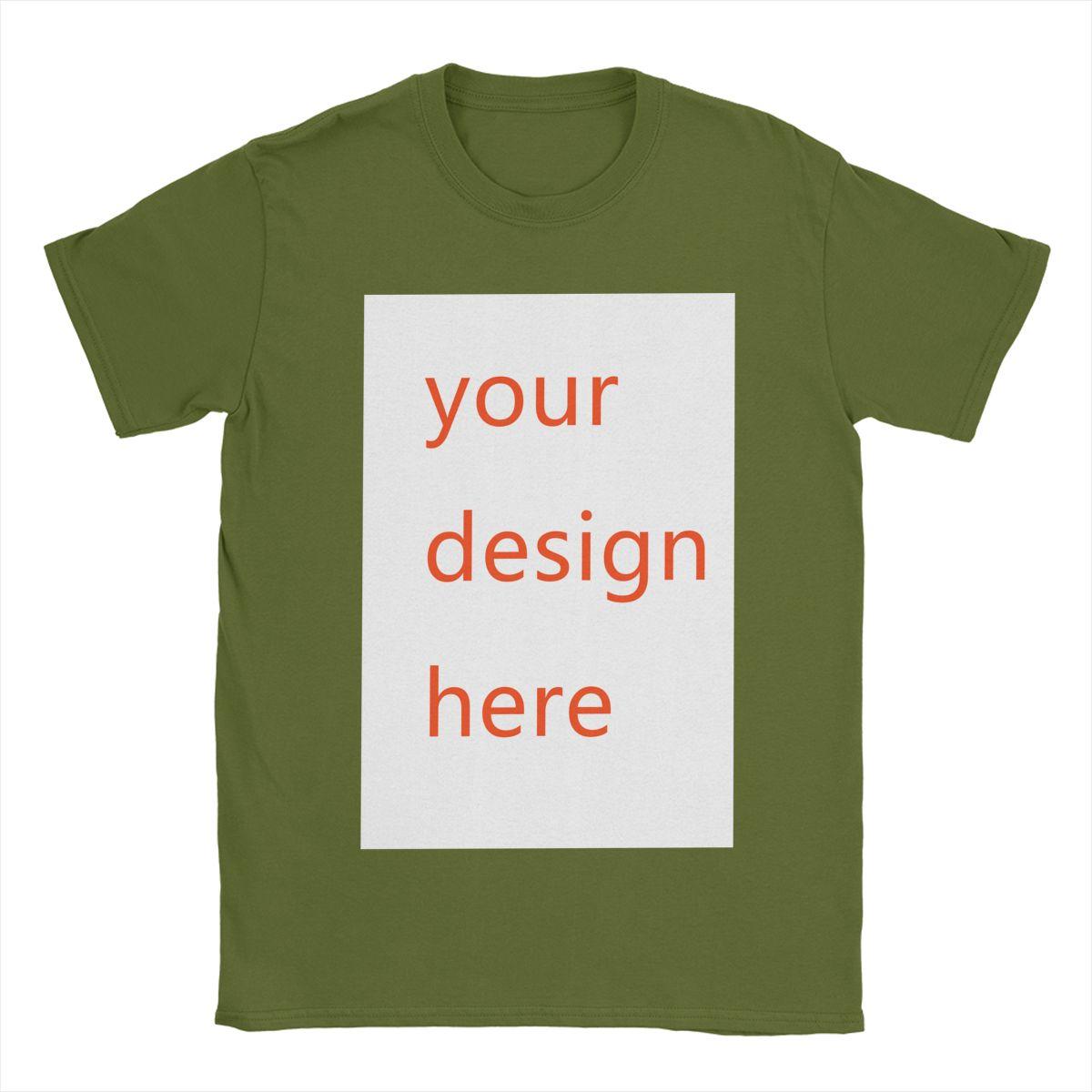 

DIY YOUR LOGO Customized Your OWN Design T Shirts Men 100% Cotton Double Print T-Shirts Round Collar Tee Shirt New Clothes 4XL