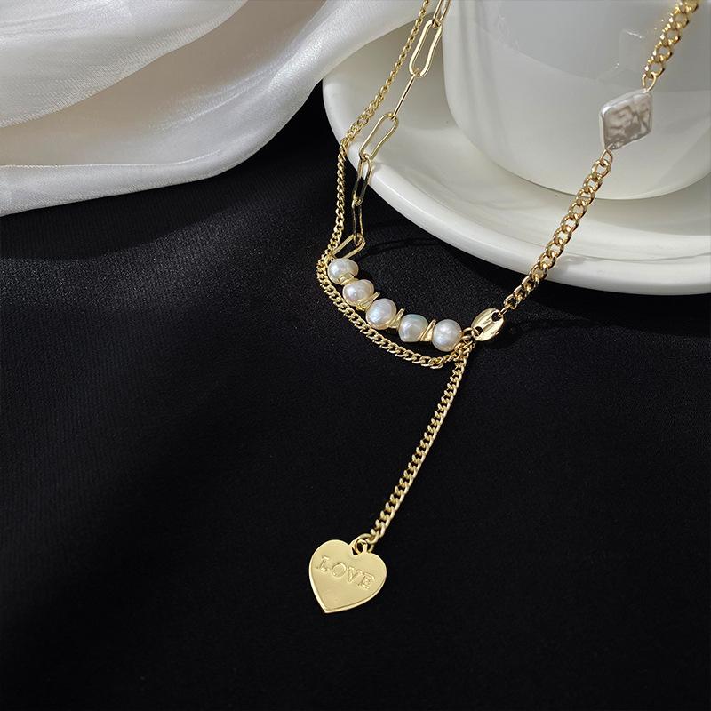 Romantic Love Heart Natural Baroque Freshwater Pearl 14K Gold Filled Female Necklace For Women Wedding Gifts No Fade