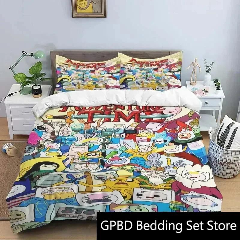 3D Print Cartoon Adventure Time Bedding Set Double Twin King Duvet Cover Comforter Pillowcase Boys Girls Adults Bedroom