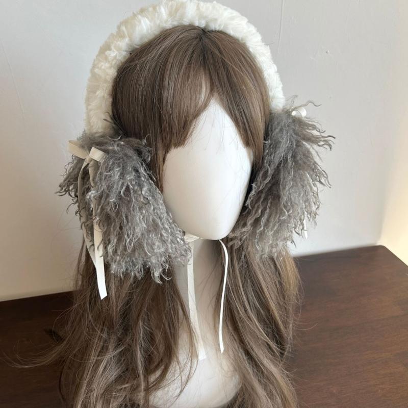 Bowknot Plush Ear Muffs for Cold Weather Fashion Ear Protective Ear Warmers Thick Furry Ear Muff for Women Skiing Hiking