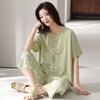 Pajamas women's summer thin Modal cotton short-sleeved cropped pants 1011 new floral loungewear cotton and silk suit