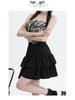 Black High Waist A-line Puffy Skirt for Women, Summer 2026 Trendy Short Umbrella Cake Skirt