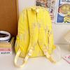 Autumn New Simple Lightweight Student Backpack Junior/high School Girl Schoolbag Cute Sweet Embroidery Striped Travel Book Bags with Cartoon Pendant