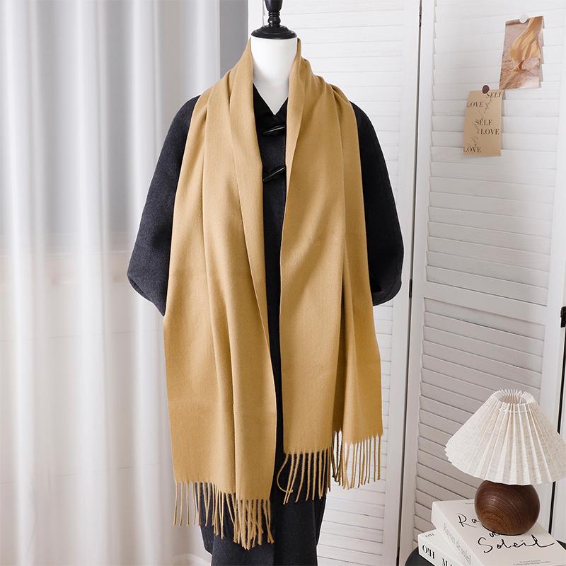 New Designer Luxury Women Warm Scarf Winter Cashmere Shawls Thick Solid Neckerchief Hijab Wraps Tassls Pashmina Foulard