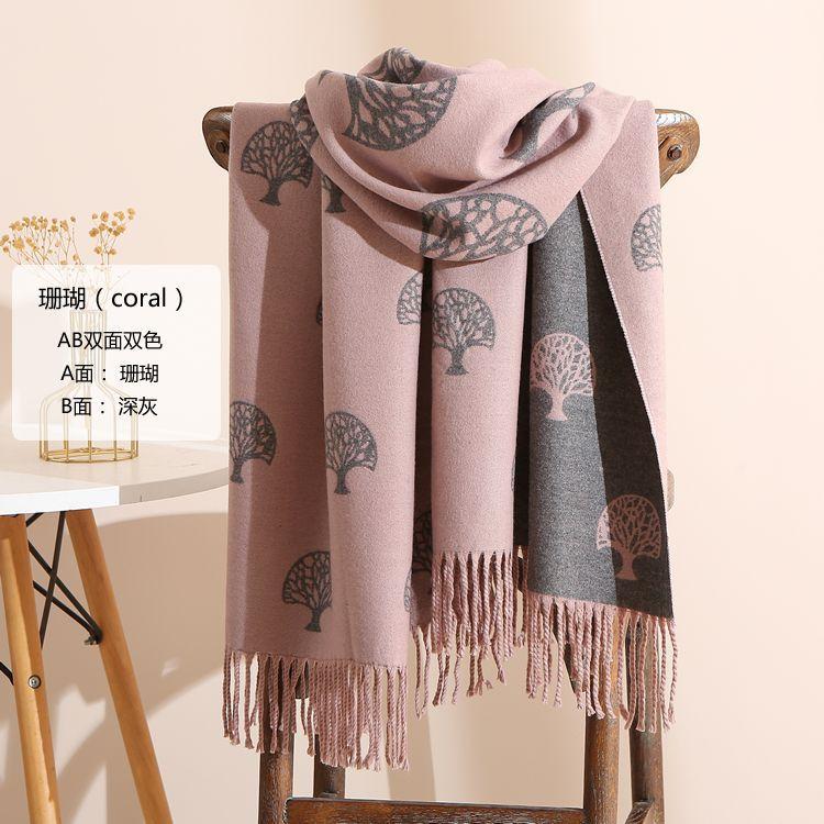 2024 Autumn And Winter New Thickened And Extended Cashmere Scarf Versatile Women'S Warm Neck Protection Scarf Double Sided Scarf Shawl