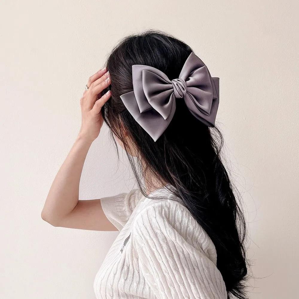 Hairpin Angel Scrunchie Silk 3-Tier Knot Gray Hair Ornament Ribbon Pin Lovely Point Commerce Pick JL