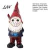Handmade Realistic Figurine Crafts Halloween Voorhees Resin Figurine, Cute Horror Hockey Mask Gnome Statue Scary Masked Gnomes with Knife, Distressed