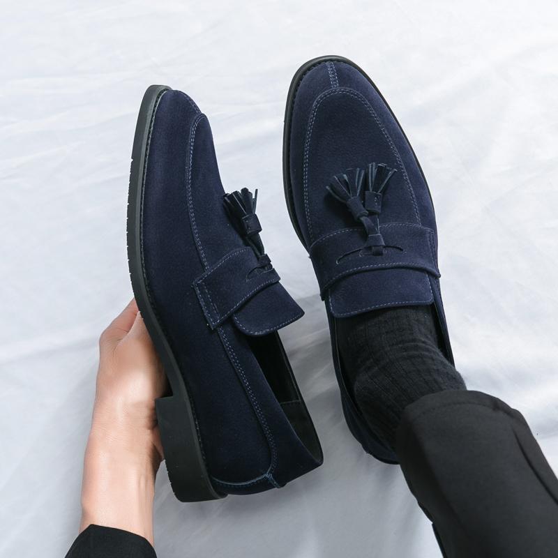 Fashion Fashion Brand Men's Spring Comfortable Pointed Formal Business Leather Shoes High-quality Men Breathable Casual Flow Su Loafers
