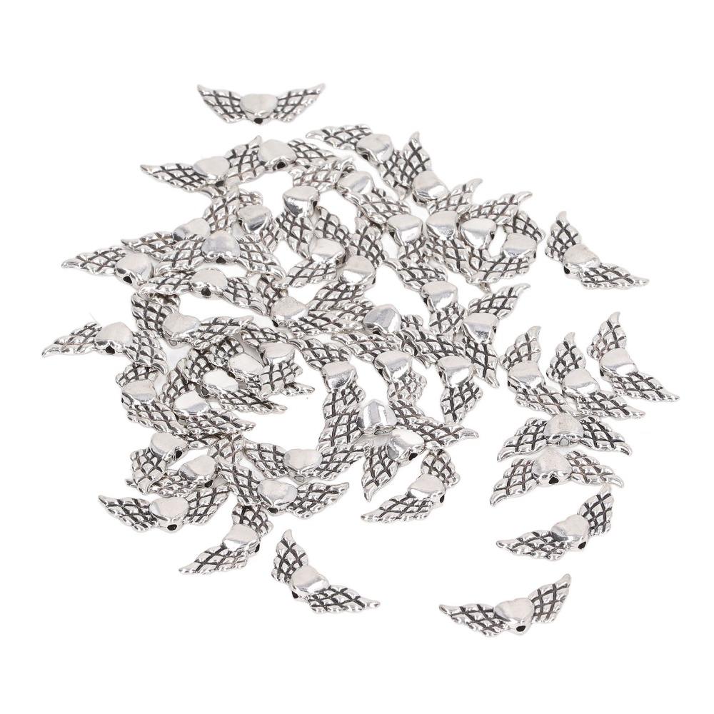100pcs Zinc Alloy Angel Wing Beads Silver Fairy Wing Charm Beads Wing Charm Beads  DIY Craft