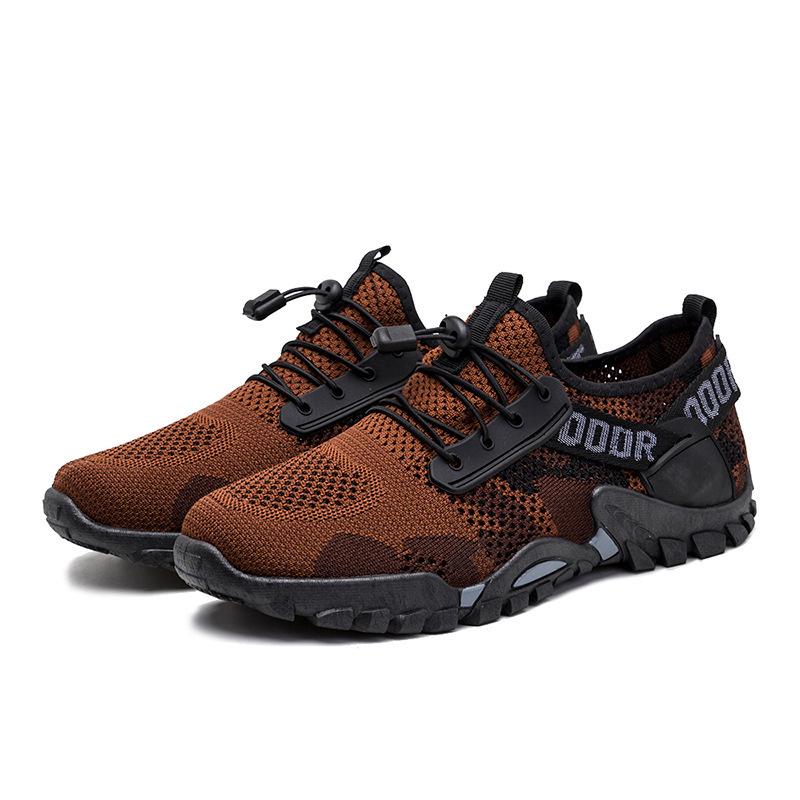 2025 Spring New Shoes Men's Camouflage Shoes Flying Woven Breathable Shoes Men