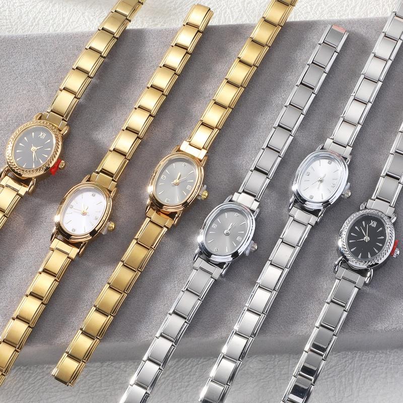 Wholesale Vintage Men Women's High Quality Stainless Steel Oval Watch Head Bracelet Fit 9MM DIY Charm Fashion Bangle Jewelry