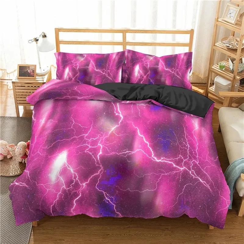 

Lightning Bedding Set Natural Phenomenon Black Duvet Cover Set For Bedroom Bed Quilt Cover Corlorful Bedspread 70x133cm