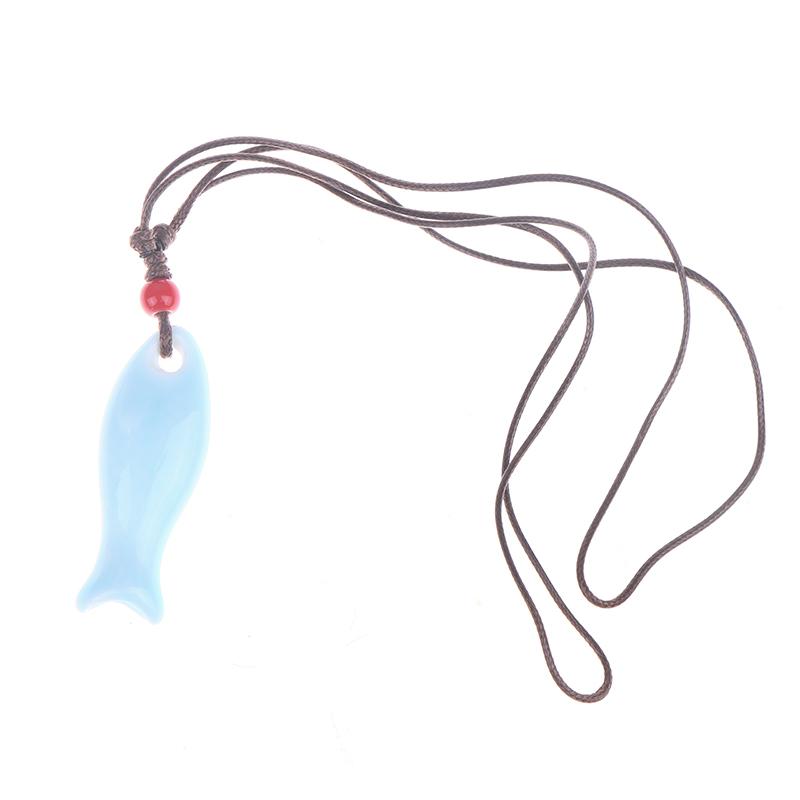 Collane Ciondolo Fischietto Pesce in Ceramica Stile Cinese Fischietto Fatto a Mano Liscio Collana con Fascino Delicato Catena per Maglione Unisex