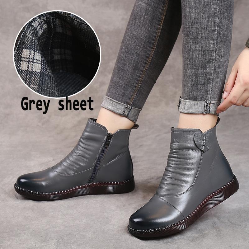 Fashion GKTINOO Autumn Winter Woman Genuine Leather Ankle Boots Female Casual Shoes Women Waterproof Warm Snow Boots Ladies Shoes
