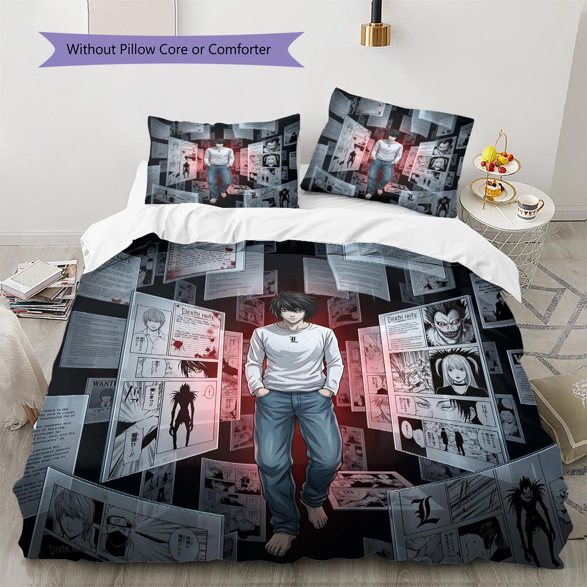 

Death Note Pattern Bedding Quilt Set Quilt Cover Pillowcase Home Decoration Birthday Gift (1 * duvet cover + 2 * pillowcase, without core) 135x200cm