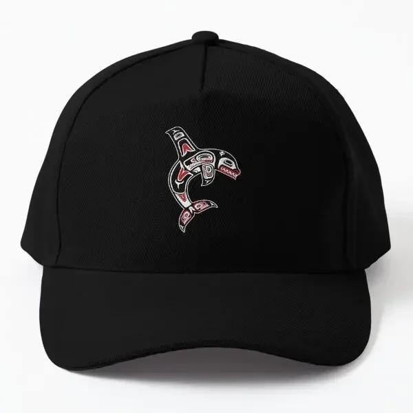

Pacific Northwest Native Orca Killer Wha Baseball Cap Hat Snapback Printed Outdoor Women Boys Summer Bonnet Sun Fish Casual Beige