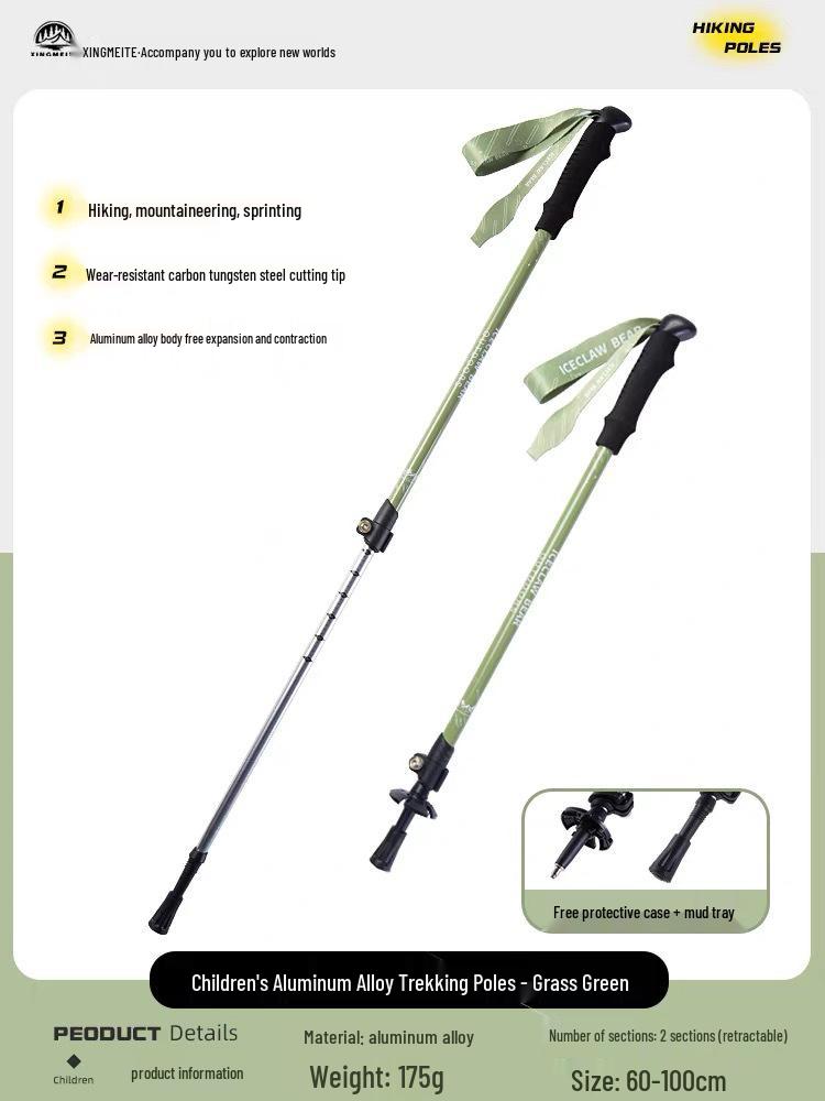 Kids' Folding Trekking Poles: Aluminum, Non-slip, Shock-Absorbing Design for Outdoor Hiking