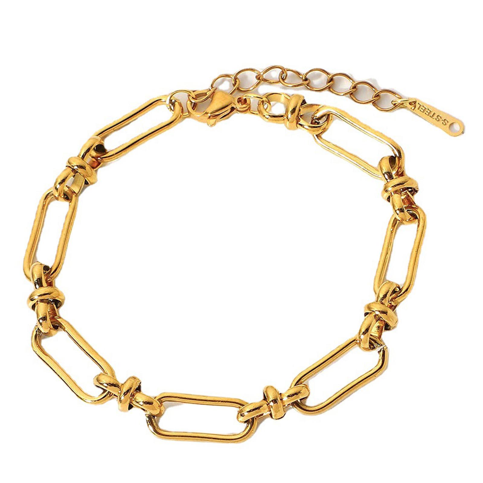 

Multipurpose 18K Gold Plated Crosses Link Chain Bracelet Set Accessory for Women With U Shaped Buckles Lock Designs