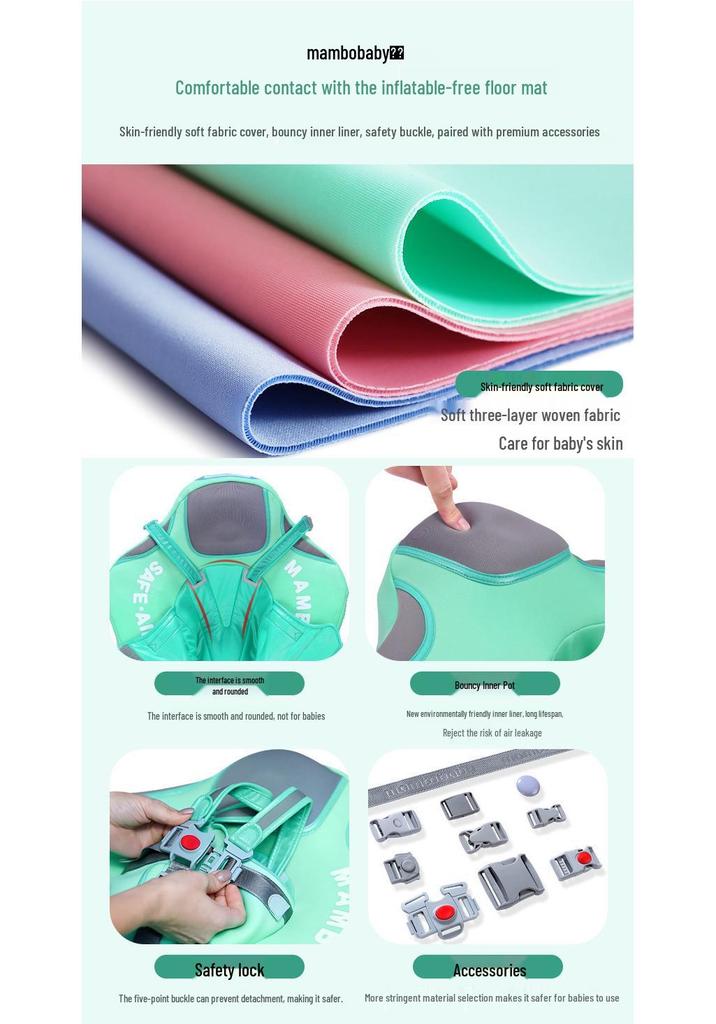 Man Bao Inflatable Baby Swimming Ring with Sunshade, Padded Underarm Vest for 0-3 Year Olds