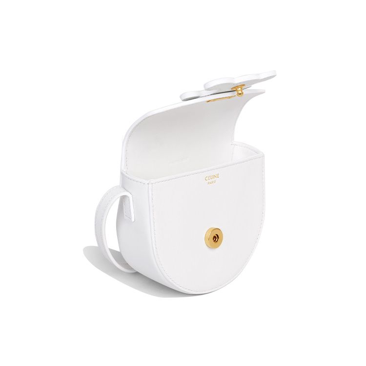 Celine Besace Cuir Triomphe Smooth Calfskin Saddle Bag Women Saddle Bag White 10J303DPQ-01BC