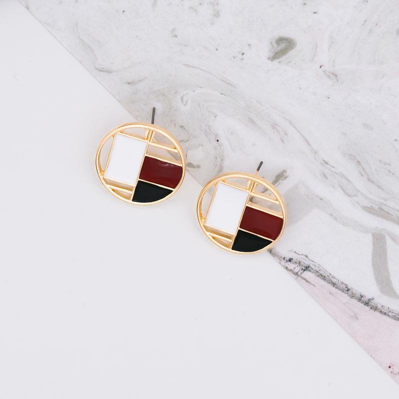 Trendy Geometric Drip Glaze Stud Earrings - Fashionable, Versatile, Simple Women's Design