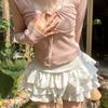 Kawaii Lolita Rok Shorts Vrouwen Zomer Ruches Patchwork Gelaagd Hoge Taille Schattig Balletcore Minirok Tutu Onderrok