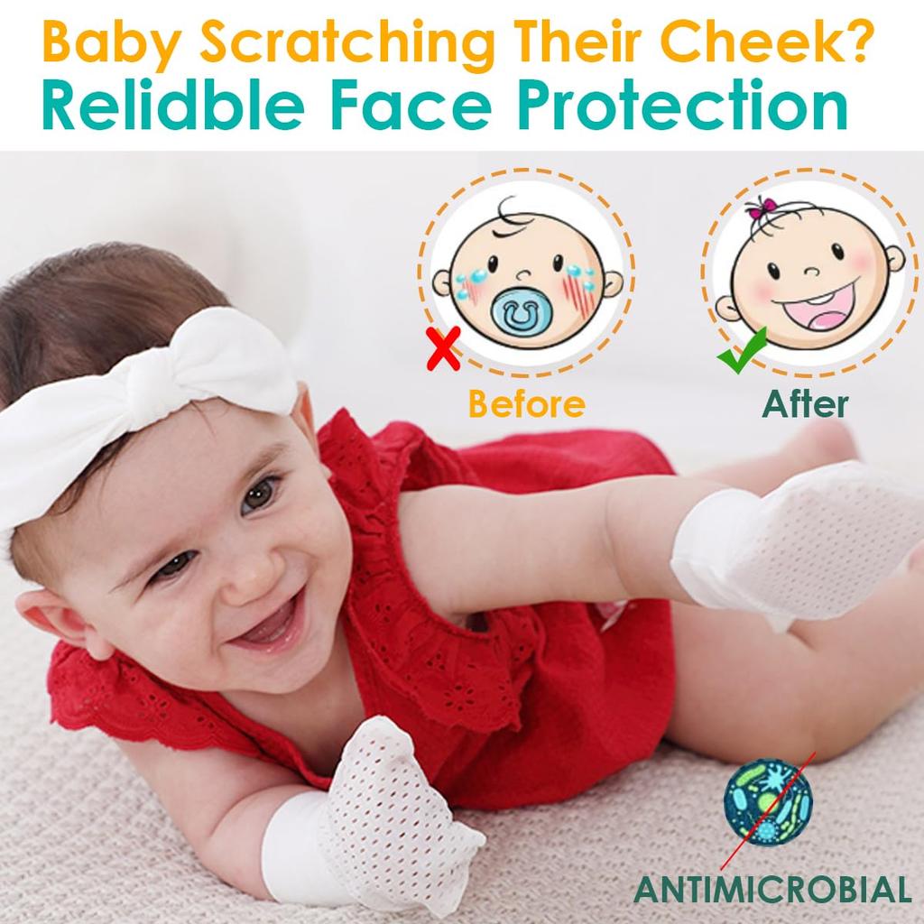 Baby Scratch Prevention Gently Wraps Hands and Prevents Suitable for Newborns and Baby Girls Baby Gift Mittens, 6-Piece Set, Scratching, (0-6 Months),