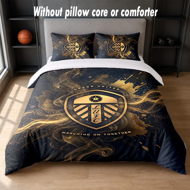 Leeds United Football Design Juego de Cama Ropa de Cama 1 Funda Nórdica + 2 Fundas de Almohada Suave Transpirable Ropa de Cama para el Hogar