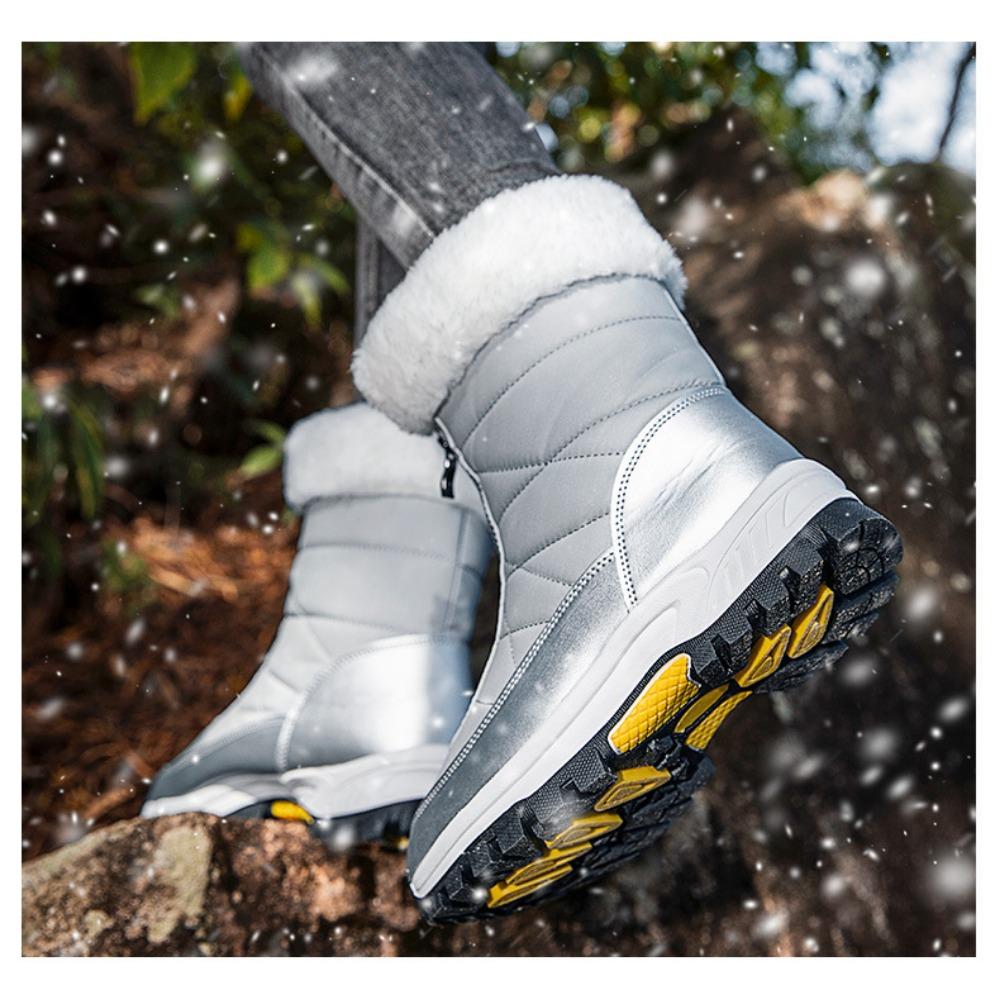 Mid Tube Front Zipper Cold Resistant and Warm Cotton Boots and Shoes