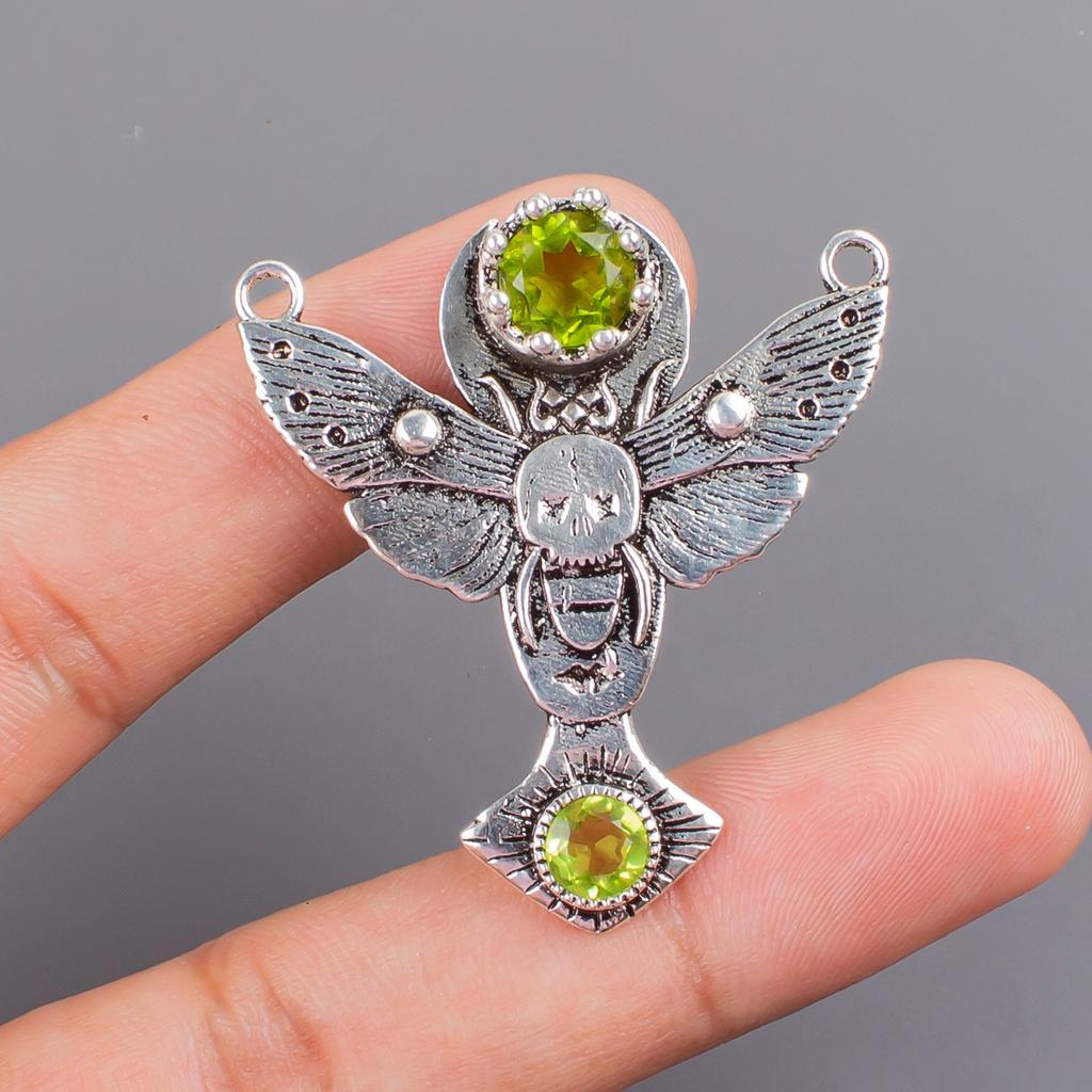 Peridot Gemstone 925 Sterling Silver Jewelry Women Pendant 1.5" Birthday Gift CP-10-3