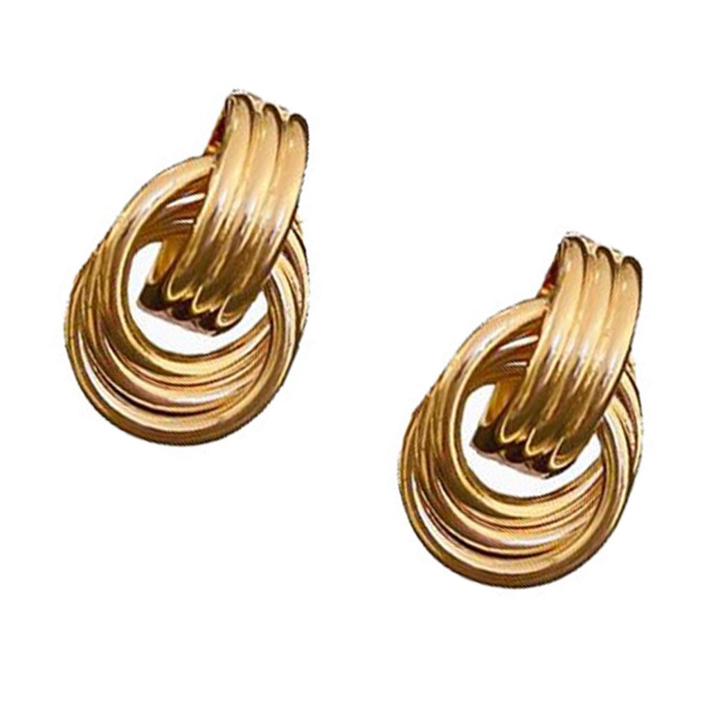Dainties Double Hoops Earrings Gold and Silver Plated Comfortable Portable Statement Jewelry for Women Casual Wear