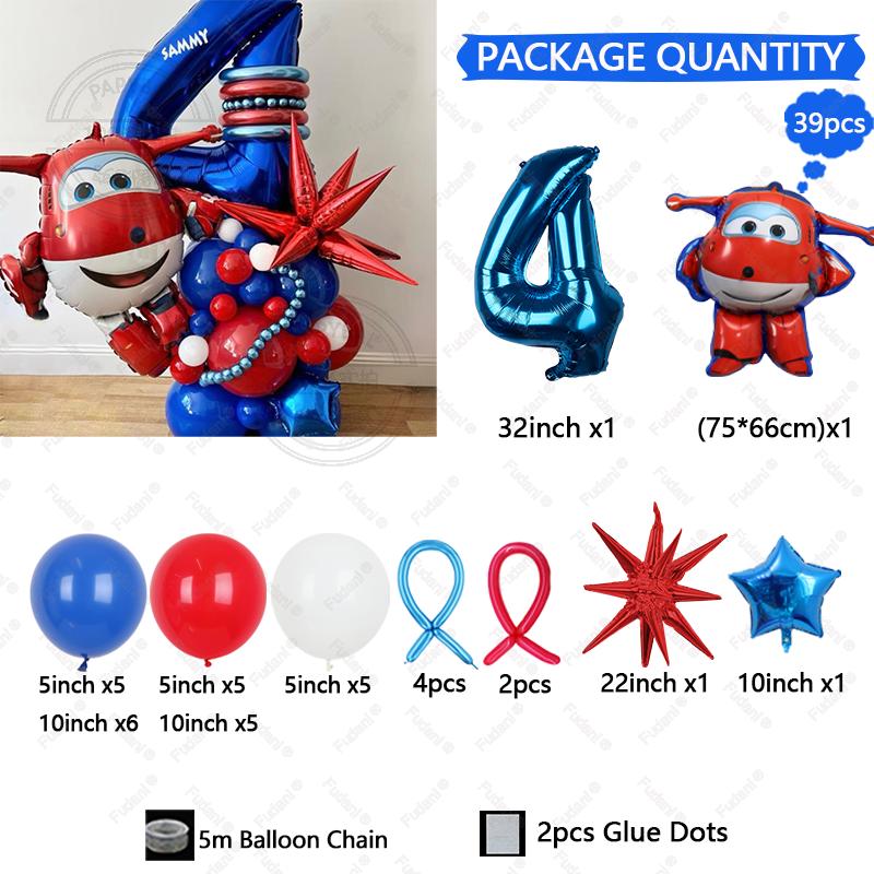 

39pcs New Super Wings Aluminum Foil Globos Jett Dizzy Foil Balloon Cartoon Theme Decor Birthday Decor Baby Shower Toys Supplies 32inch