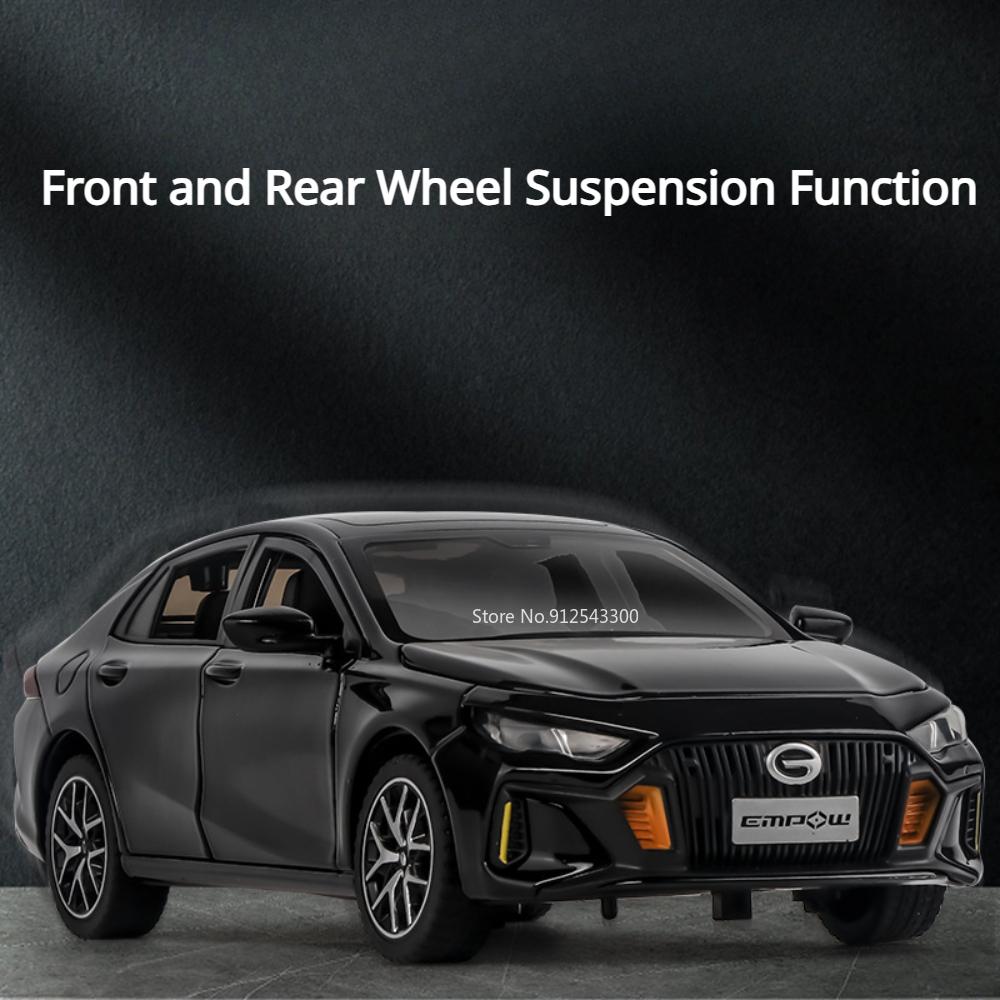 1/24 Trumpchi EMPOW55 Car Model Toy Diecast Metal Shock Absorption Street Sports Vehicle Sound and Light for Children Gift
