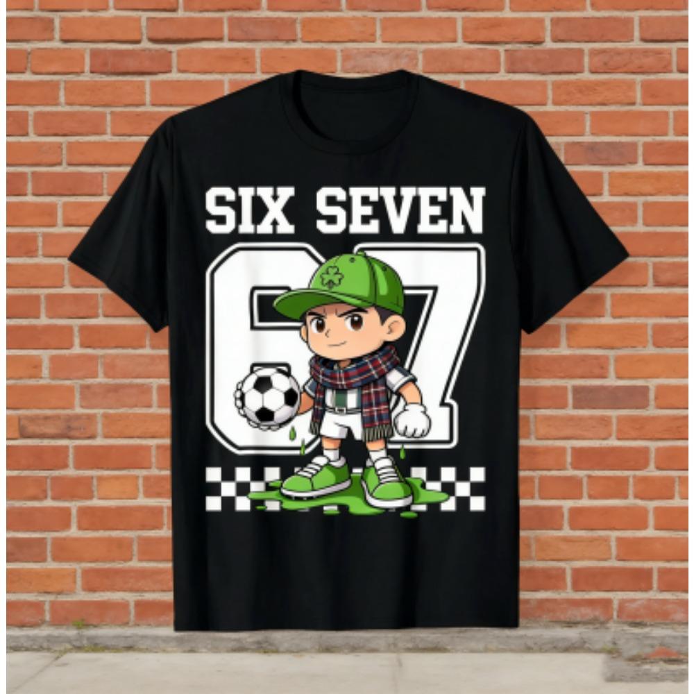 Fashion Men's T-Shirt 67 Six Seven Football Print Men's and Women's Tees Top Summer Short Sleeve O Neck Casual Outdoor Men's Clothing