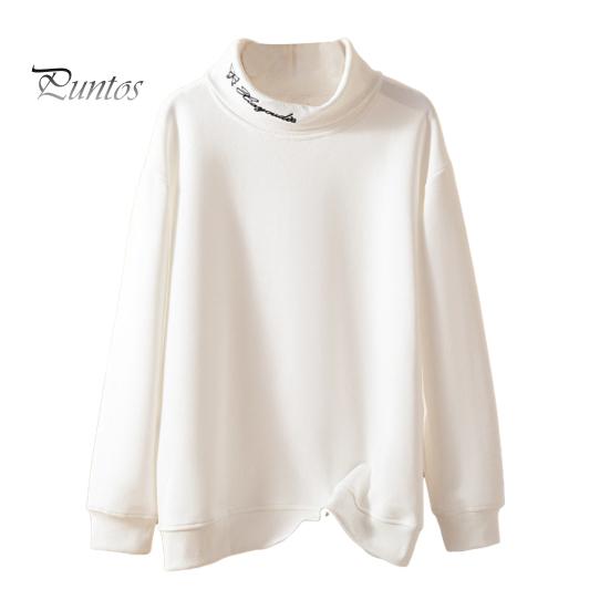 

Женская толстовка осень-зима с воротником-стойкой, защитой шеи, длинными рукавами, плотный однотонный свитер, свободный, сохраняющий тепло, повседневная спортивная одежда, дорожный топ M белый