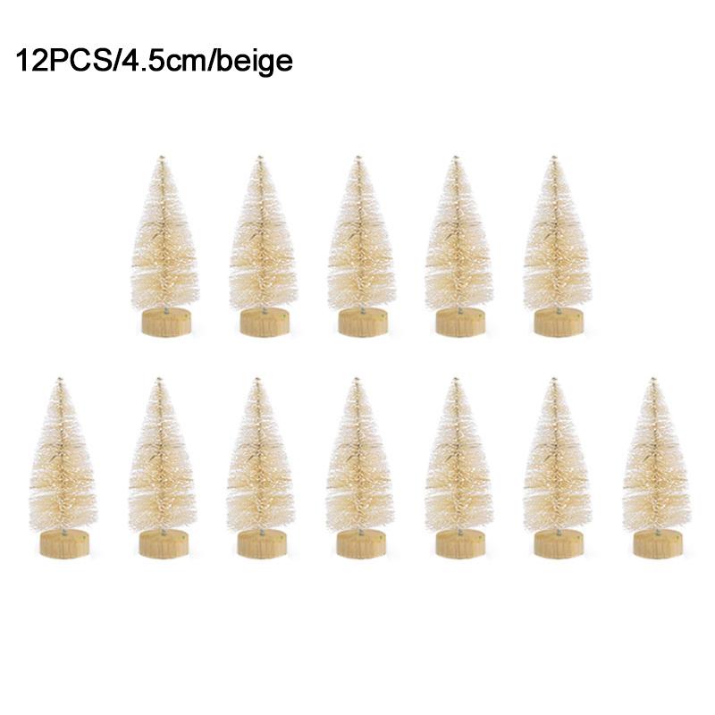 12pcs Mini Christmas Tree Pine Tree DIY Christmas Decorations For Home Table Navidad Xmas Ornaments New Year Decor Kids Gift