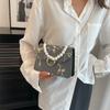 Simple and fashionable pearl portable small square bag for women 2025 summer trendy new lace chain single shoulder oblique span small square bag