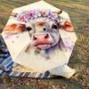 1pc cow, floral Automatic Open/Close Umbrella Compact Folding Umbrella with 8-Rib Shaft for Women/Men, Elegant Birthday1324S
