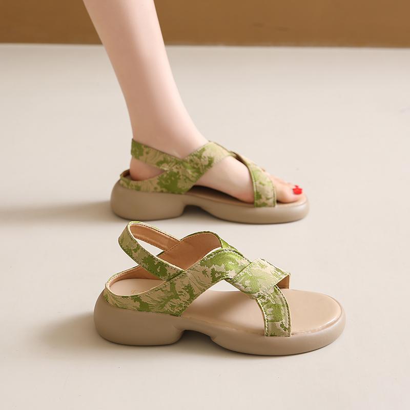 CRLAYDK Dames Flate Sandaler Pyntet Sommer Komfort Ankelstropp Utendørs Gå Åpen Tå Slides Strand Slip On Fritidssko Tøfler