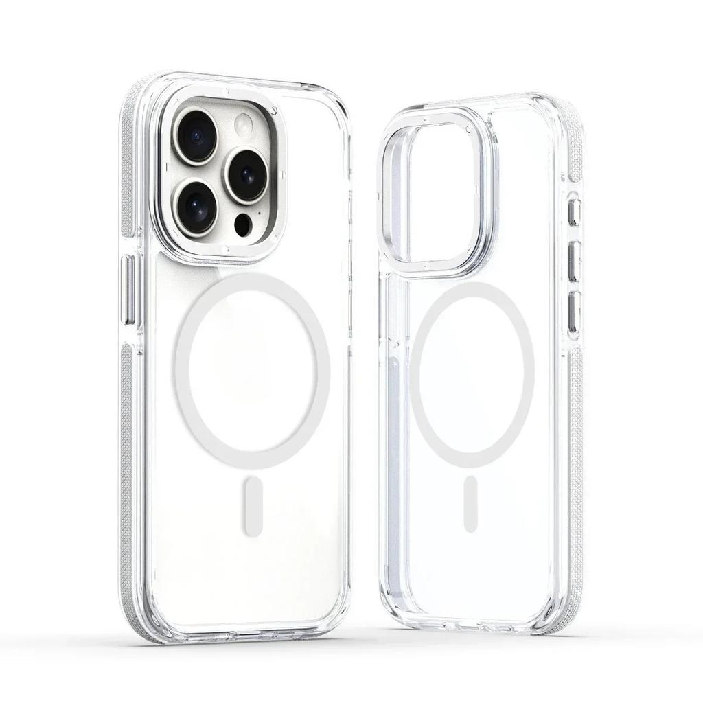 Case for iPhone 16 Pro max Magsafe Wireless Charging Case for iPhone 16 Plus Magnetic Metal Lens Frame Buttons Transparent Cover