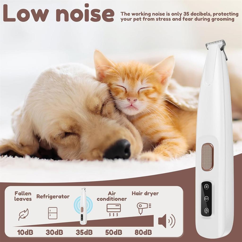 Dog Trimmers With LED Light, 18mm Widen Blades, 35dB Low Noise, LED Display, Fully , Rechargeable Clipper For Dogs Cats Trimming , Eyes, Ears 5ml