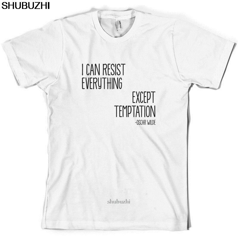 

Я могу противостоять всему, кроме искушения Мужская футболка Оскар Уайльд Забавный принт Футболка Мужские Горячие Топы Футболка sbz8530 S