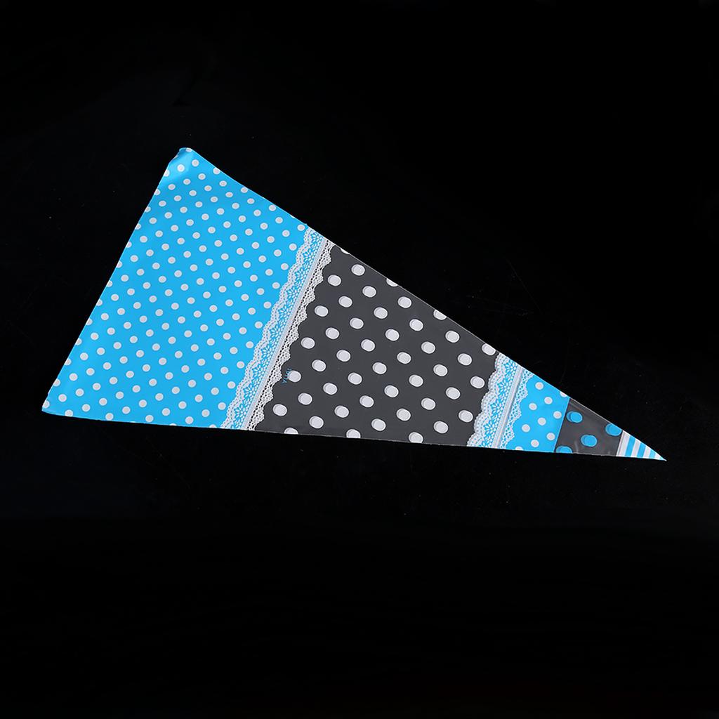 50 Packs Clear Cone Shaped Treat Popcorn Bags Cellophane Candy Bags with Twist Tie
