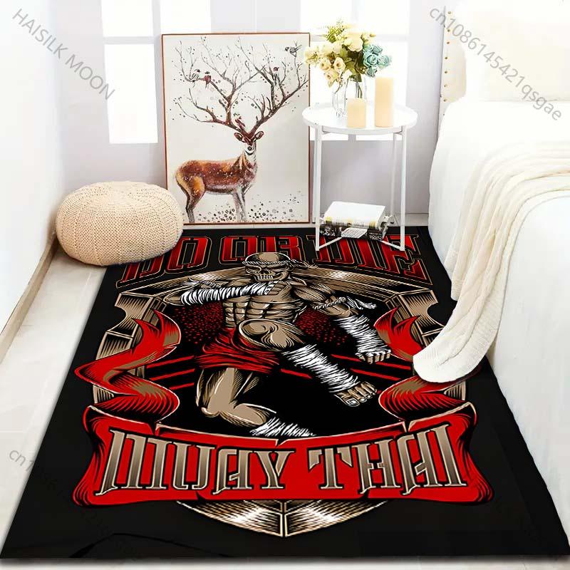 Competitive Fighting Muay Thai Print Carpet for Bedroom Living Room Bedside Sofa Floor Mat Modern Home Decor Game  Area Rug