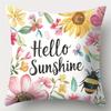 Home Decor Love And Hello Sunshine Floral Pillows Pattern Cushion Cover Suitable For Sofa Bedroom Car Pillow Cover