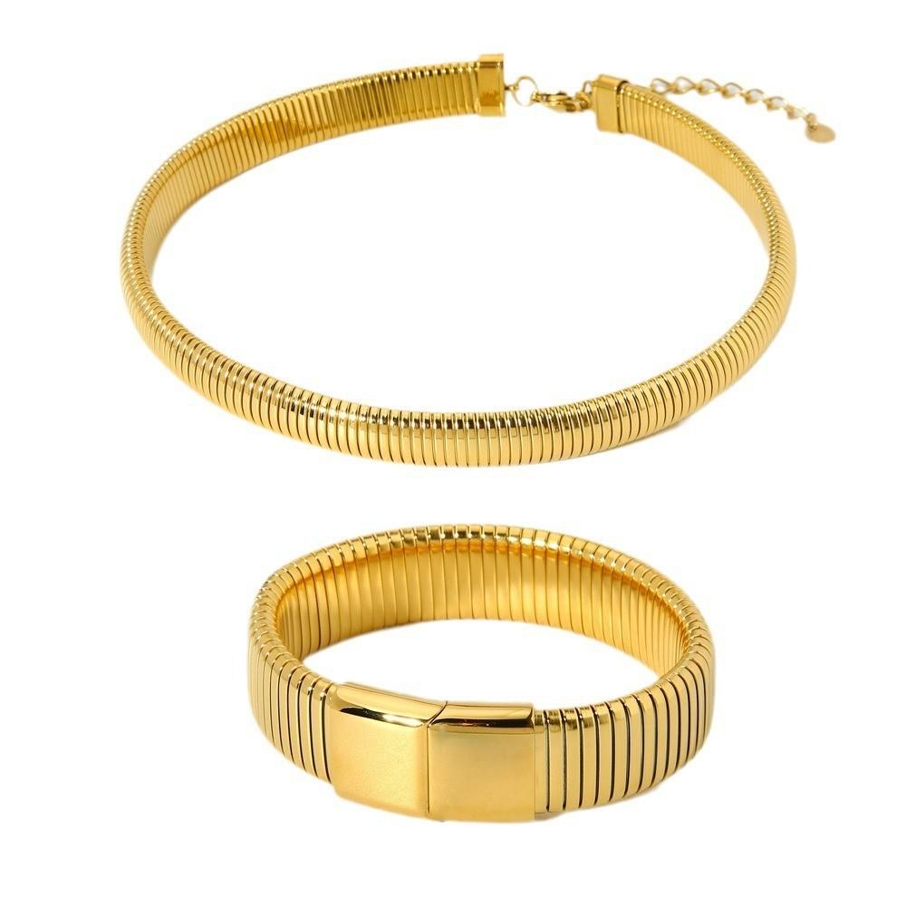 European and American Ins Minimalist Versatile Plated 18k Gold Titanium Steel Elastic Magnetic Buckle Bracelet Hip-hop Wind Stainless Steel Snake